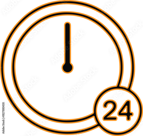 Simple clock icon indicating twenty four hour service or time