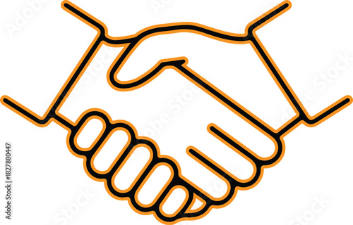 Simple line art illustration of two hands shaking in agreement