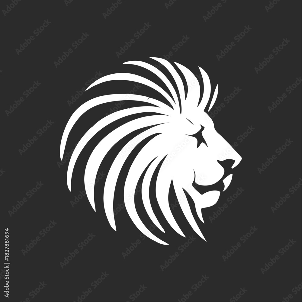 Fototapeta premium Regal Lion Head Silhouette Emblem For Strength, Leadership, And Pride Branding