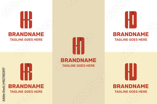 Letters HK HN HO HR HU Monogram Logo Set, great for KH NH OH RH UH Initials