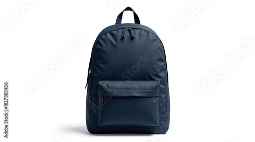Navy blue backpack isolated on white background for school travel or everyday use
