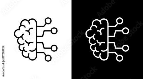Brain White Icon Set Vector 