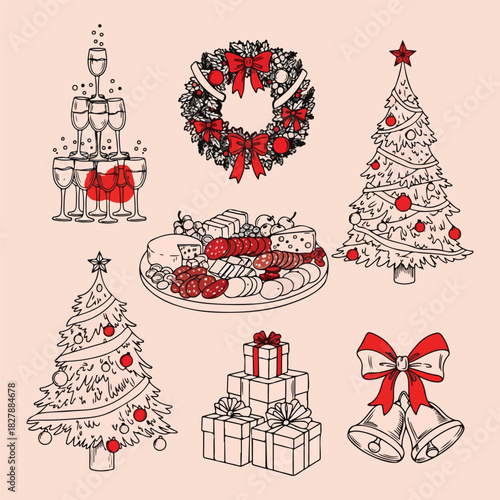 People thinking about Christmas gifts and holiday planning concept sketch