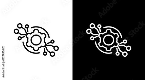 Gear White Icon Set Vector 