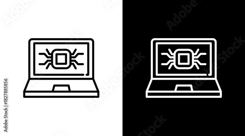 Laptop White Icon Set Vector 