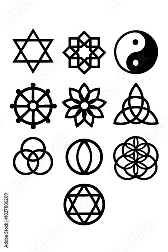 Diverse religious and spiritual symbols collection