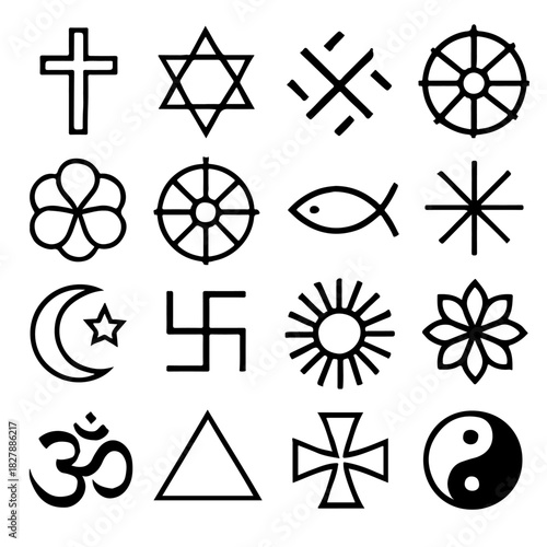 Religious and spiritual symbols set