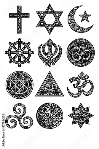 Diverse religious and spiritual symbols collection