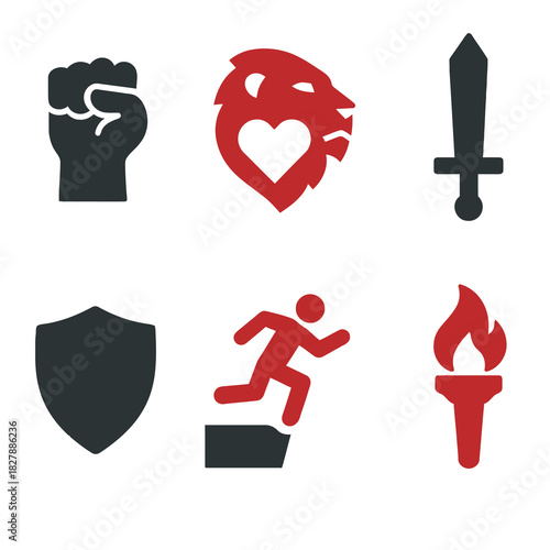 Bravery, Strength and Heroism Symbols in Bold Vector Style