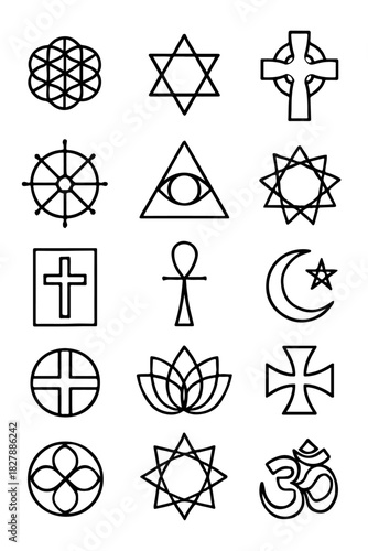 World Religion Icons Set