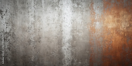 Abstract textured background with vertical streaks of metallic silver and warm rust orange hues