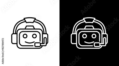 Robot Assistant White Icon Set Vector 