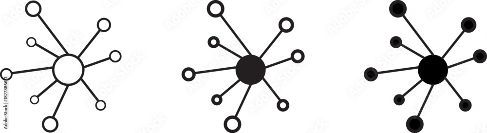 Obraz premium hub and spoke icon. network connection and central database vector icon set design for logo. Business networking icon doodle set. editable outline stroke vector eps