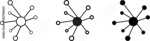 hub and spoke icon. network connection and central database vector icon set design for logo. Business networking icon doodle set. editable outline stroke vector eps
