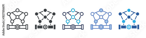 Pipeline icon set multiple style collection