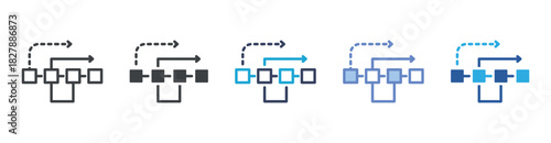 Sequence icon set multiple style collection