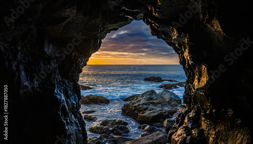 View from Inside a Sea Cave Looking Out