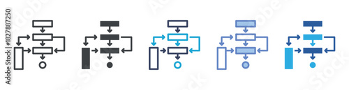 Diagram icon set multiple style collection