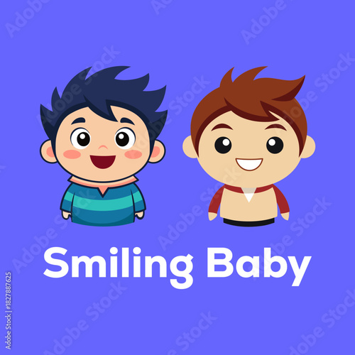 Smiling Baby Boys Cartoon Illustration