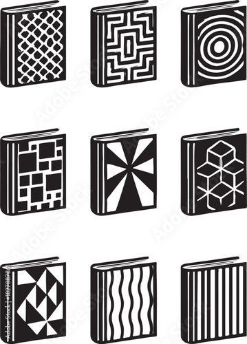 Black and white book with lattice pattern