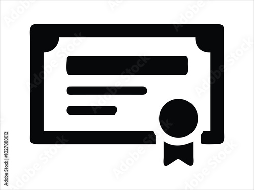 “Certificate Icon | Diploma Badge Symbol | Award Document Icon”