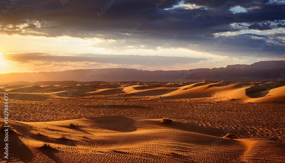 Fototapeta premium Dramatic Evening Light Casting Shadows Across A Desert Field