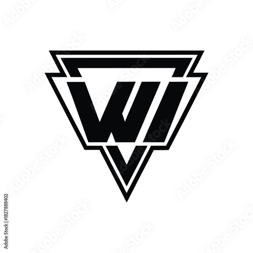 WI Letters 3D Effect Modern Logo Design
