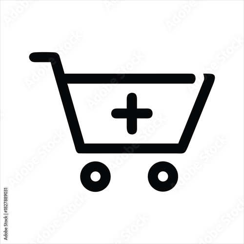 Add to Cart Icon | Shopping Cart Plus Symbol | Black Minimal Ecommerce Icon