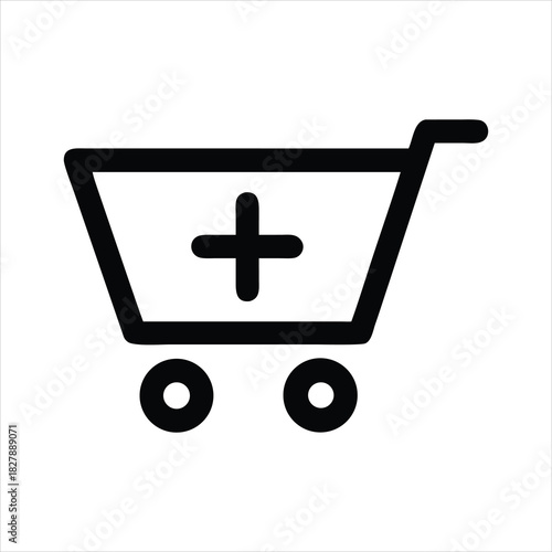Add to Cart Icon | Shopping Cart Plus Symbol | Black Minimal Ecommerce Icon