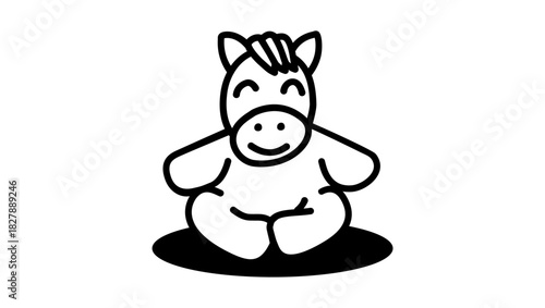 toy horse symbol, black isolated silhouette