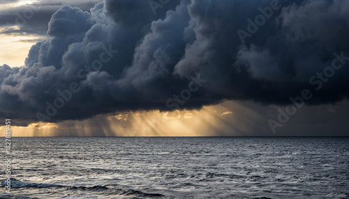 Stormy Dark Clouds Over Ocean