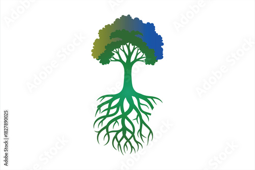 Colorful Rooted Tree Vector Graphic