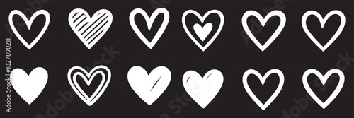 Hearts icon in hand drawn style. Handmade painted heart vector illustration on isolated background. Love doodle sign business concept.