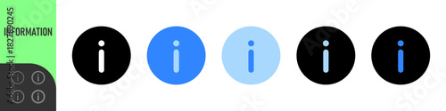Information or Help icons , featuring circular outlines and solid variations with a simple “i” symbol, ideal for help sections, tooltips, guides, support pages, and UI indicators