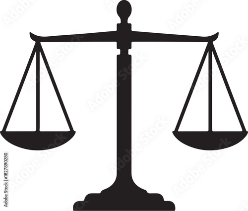 Black Silhouette of a Justice Scale of Law and Balance legal on transparent background
