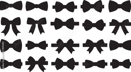 Large Collection Of Black Bow Tie Silhouettes In Various Styles And Sizes ribbon knot on transparent background