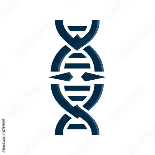 Dark blue DNA helix symbol on white background