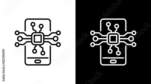 Smartphone White Icon Set Vector 