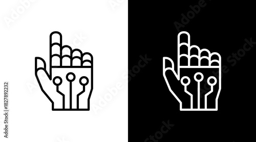 Robotic Hand White Icon Set Vector 