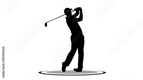 Golfer Swing Silhouette Icon – Golf Player Sports Vector Illustration