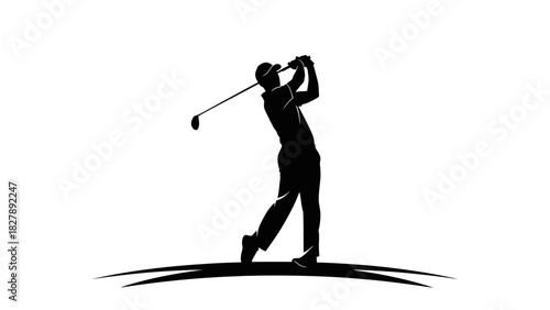Golfer Swing Silhouette Icon – Golf Player Sports Vector Illustration