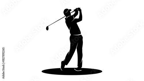 Golfer Swing Silhouette Icon – Golf Player Sports Vector Illustration