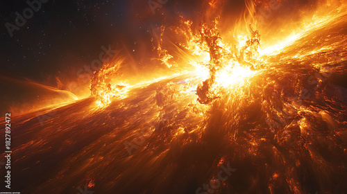 Vivid eruption of coronal mass ejection pushing energetic particles outward 