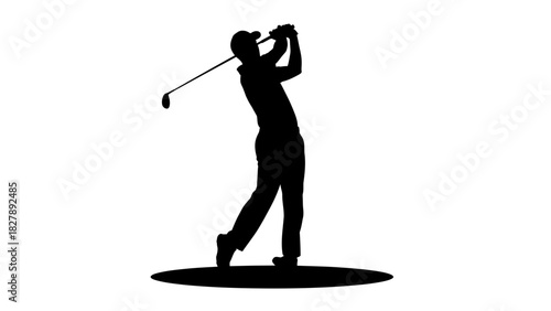 Golfer Swing Silhouette Icon – Golf Player Sports Vector Illustration