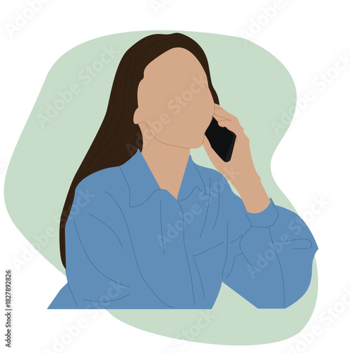 woman calling.  Young woman communicates via phone call.
