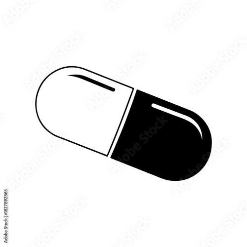 Pill capsule silhouette icon vector illustration on white background