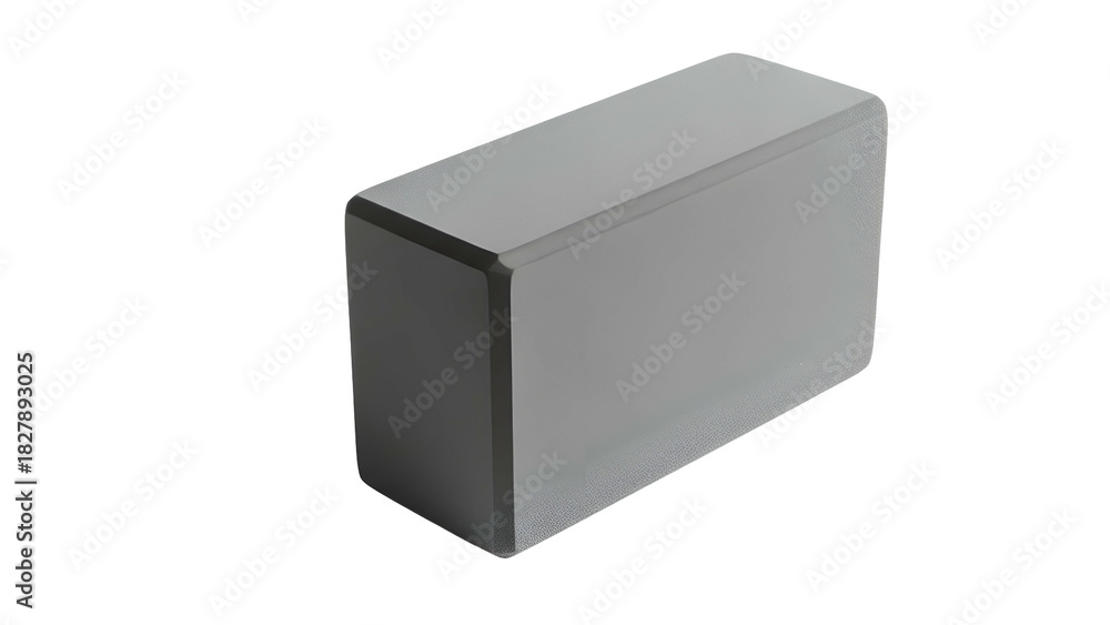 Fototapeta premium A three-dimensional, rectangular, gray object with rounded edges, resting against black