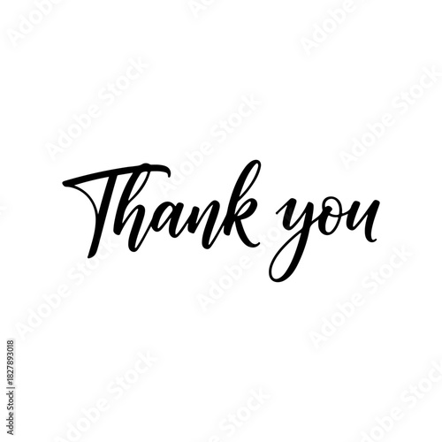 Thank You calligraphy inscription silhouette icon vector illustration on white background
