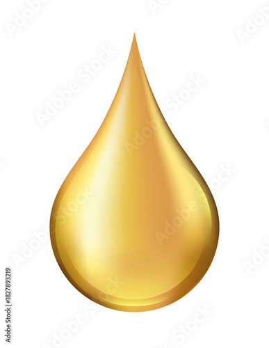 3D golden metallic drop. Isolated vector.
