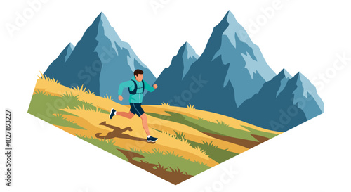 Outdoor adventure: trail running through scenic mountain landscape